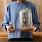 Glass Cloche Bell Jar with Wooden Base,Clear Glass Display Dome Cover,khaki - Image 5