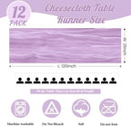 12Pack Lavender Cheesecloth Table Runners 10FT Gauze Table Runner - Image 3