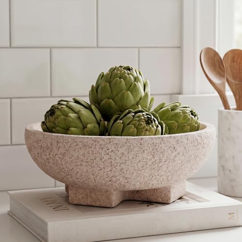 Decorative Bowl for Coffee Table, Modern Round Resin Centerpiece Bowl by FESTGLOX