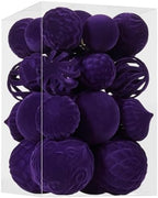 30pcs Velvet Christmas Ball Ornaments, Flocked Shatterproof Christmas Ornaments Hanging Xmas Tree Decorations Set for Home Party Holiday Decor (Multi-Size, Purple) by Unknown