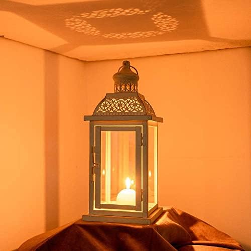 Lantern Decorative Indoor&Outdoor, 14.4'' Large Metal Candle Lanterns, Vintage Hanging Candle Holders Farmhouse Shelf Wedding Front Porch Patio Decor, Christmas Halloween Decorations for Home - Image 6