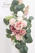 Floroom Arch Flowers with Drapes Kit (Pack of 4) - 2pcs Artificial Dusty Rose & Blush Floral Swag Arrangement with 2pcs Draping Fabric for Wedding Ceremony Arbor and Reception Backdrop Decoration - Image 4