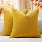 decorUhome Soft Chenille Mineral Yellow Throw Pillow Covers 24X24 Set of 2 by decorUhome