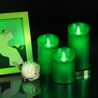 Real Wax Green Flame LED Candles, Remote Control, Moving Wick - Image 3