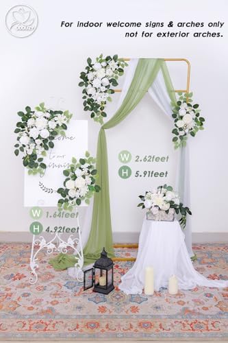 Odouzy Pack of 2 Wedding Arch, Artificial Flowers, Wedding Decor，Flower Garland Be Suited to Banquet, Party, Reception Entrance Welcome Sign and Background Decoration (White) - Image 5
