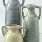 Ceramic Vases Set of 3, Neutral Rustic Farmhouse Vase with Handles - Image 6
