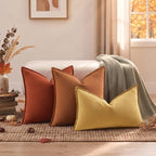 decorUhome Fall Rust Linen Throw Pillow Covers 24x24 Set of 2 - Image 7