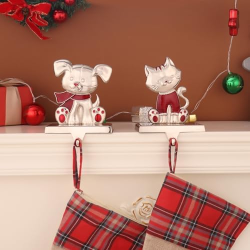 2Set Dog Stocking Holder Cat Heavy Weighted Xmas Stocking Hanger for Mantel Christmas Stocking Holder for Fireplace Mantle Heavy Stocking Hooks for Mantle (Dog,2) - Image 4
