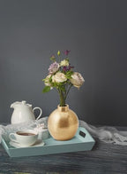 Serene Spaces Living Set of 4 Gold Small Ball Bud Vase, Stylish Flower Vases for Centerpieces at Weddings, Party Tables, Dining or Coffee Table, Thanksgiving, Fall Decor, 3.5" Tall & 3" Diameter - Image 3