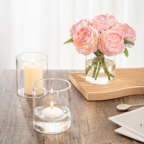 12pcs Glass Cylinder Vases for Centerpieces - 4 Inch Small Flower Vase for Wedding Decorations, Clear Glass Flower Vases Floating Candle Holder for Table Centerpiece Wedding Home Décor - Image 4