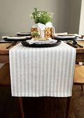 Solino Home 100% Linen Table Runner, 14 x 120 in, Natural and White Striped by SolinoHome