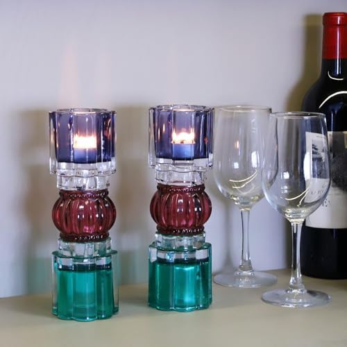 VOHO Tall Candle Holder Set of 2, Reversible Candle Holder Shades of Blue - Image 5