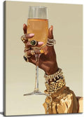 Black Woman Cocktail Canvas Wall Art Fashion Girl Martini Hand Painting Decor Pictures African American Goblet Bar Cart Posters Prints for Apartment Dining Living Room Bedroom Home Decoration by JUZKNMCWallArtwelcomesyou