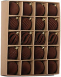 20Pcs Brown Velvet Christmas Ornaments Set,2.36In Flocked Ornaments Balls by Senjie
