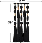 Macrame Wall Hanging Black Spherical Tassel Geometric Wall Art 15.7"W*39"L - Image 5