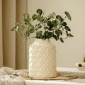 Ceramic Flower Vase, 7.28” Rustic Farmhouse Decorative Vase for Home Decor, Beige Textured Pottery Vase for Pampas Grass, Living Room, Entryway, Mantel, Kitchen Table, Centerpiece by SUREYUESI