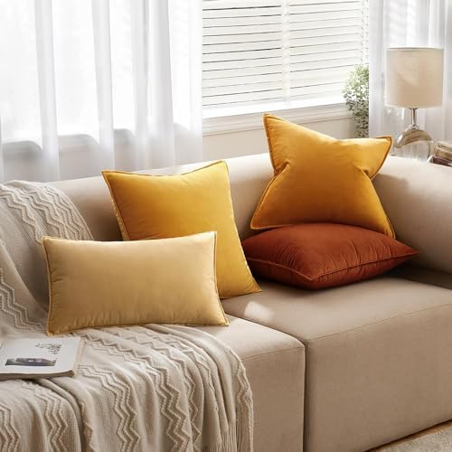 MIULEE Fall Decorative Rust Velvet Throw Pillow Covers for Couch 22x22 Inch - Image 3