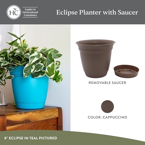 The HC Companies Eclipse Round Planter Pot, 10 Inch, Cappuccino, 2-Pack - Image 2