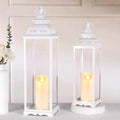 Decorative Candle Lanterns, Large 2Pcs, White Metal for Indoor & Outdoor by LOVELIGHTLOVELIFE