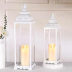 Decorative Candle Lanterns, Large 2Pcs, White Metal for Indoor & Outdoor by LOVELIGHTLOVELIFE