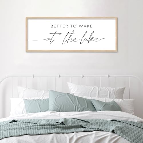 Better To Wake At The Lake Sign Above Bed Wall Decor, 40"×15" Wood - Image 6