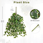 Hollyone 2pcs Artificial Hanging Plants 24" Fake Ivy Vine Faux Ivy Leaves Hanging Plant Greenery for Wall House Room Patio Indoor Outdoor Home Shelf Office Wedding Decor, UV Resistant - Image 2