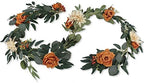 Rinlong Terracotta Flower Garland Eucalyptus Rose Sweetheart Table Decor for Wedding Reception Fall Artificial Floral Garland for Mantle Christmas Decoration Burnt Orange by RinlongFlower