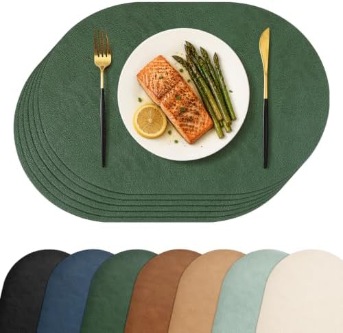 Homaxy Oval Heat Resistant Placemats Set of 6, Forest Green by Homaxy
