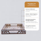 Handicrafts Home Wood Alhambra White Decorative Ottoman Serving Tray, 17x11 - Image 4
