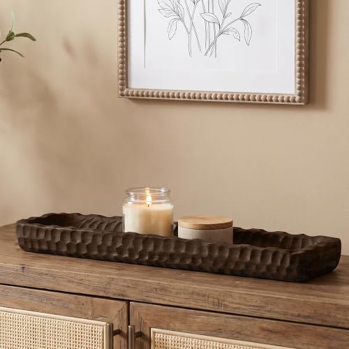 Oakrain Large Wood Dough Bowl, 30" Extra Long Rustic Decorative Bowl, Brown by Oakrain