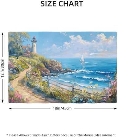 Lighthouse Placemats Set of 6 Beach Coastle Table Mats Blue Ocean Place Mats Decor Imitation Linen Heat Resistant ablecloth for Dining Decoration Kitchen Party Restaurants 12''x18'' - Image 6