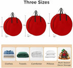 24 Inch Round Storage Bag 1 Pack,Christmas Red Waterproof Wreath Storage Container with Handles&Zipper Simplistic Closet Organizer Bags Garland Box - Image 7