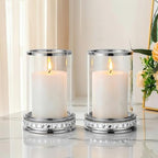 2pcs Hurricane Candle Holder, Pillar Candle Holders with Clear Glass Sleeve - Image 4