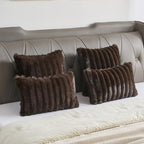 FUTEI Pack of 2 Faux Mink Fur Throw Pillow Covers 20x20 Inch, Dark Coffee - Image 6