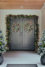 National Tree Company 24in Pre-Lit Wintry Pine Flocked Christmas Wreath - Image 2