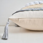 Chenille Striped Textured Boho Throw Pillow Covers Aesthetic with Tassels Woven Decorative Pillow Case for Couch Bed Sofa Bedroom Modern Funky (Grey, 18" x 18" (Pack of 2)) - Image 6