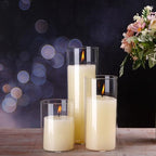 72 Pcs Pillar Candles and Glass, 3.4'' X 4.7", 7", 9.8", Ivory White - Image 4