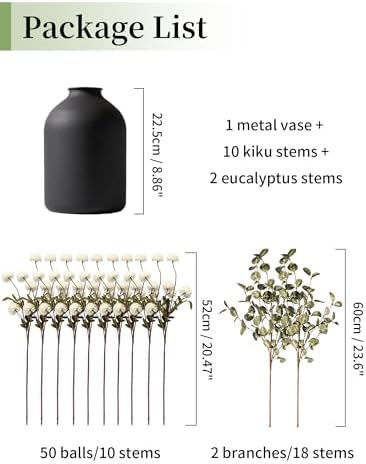 BLOSMON Fake Mum Flowers in Vase, White Dining Table Centerpiece Decor - Image 2