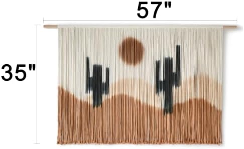 Large Macrame Wall Hanging Macrame Wall Decor 57" W x 35" L Desert Cactus Tie-Dye Large Boho Yarn Wall Decor Scale Wall Art Home Decor - Image 5