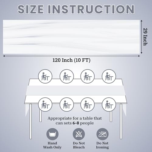 MDS Pack of 5 | White | 10ft Chiffon Table Runner 29x120 Inches Long Romantic Rustic Sheer Gauze Runner for Wedding Bridal Shower Birthday Banquets Engagement Spring Easter Boho Decorations - Image 3