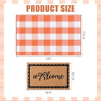 2 Pcs Fall Welcome Mats for Front Door Layered Buffalo Plaid Outdoor Rug - Image 2