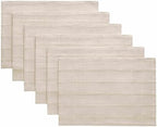 ZeeMart Linen Checked Farmhouse Placemats Set of 6, Neutral Beige 13x19in - Image 7