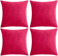 GIGIZAZA Decorative Throw Pillow Covers 18 x 18, Red Soft Pillow Covers Velvet,Set of 4 Decor Square Cushion Covers by GIGIZAZAFocusingonhomedecoration