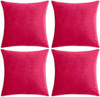GIGIZAZA Decorative Throw Pillow Covers 18 x 18, Red Soft Pillow Covers Velvet,Set of 4 Decor Square Cushion Covers by GIGIZAZAFocusingonhomedecoration