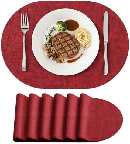 homing Heat Resistant Oval Placemats Set of 6, Red by homing
