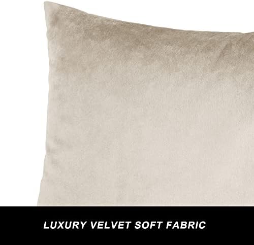 GIGIZAZA Velvet Champagne Throw Pillow Covers Decorative Cushion Covers Pillow Cases Sham for Sofa Couch (18x18inch(45x45cm)-4pcs, Champagne) - Image 4
