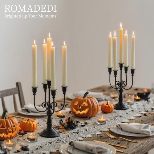 Romadedi Halloween Candelabra, Black 5-Arm Candle Holder 11.8", Set of 6 - Image 4
