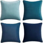 MONDAY MOOSE Decorative Throw Pillow Covers Cushion Cases, Set of 4 Soft Velvet Modern Double-Sided Designs, Mix and Match for Home Decor, Pillow Inserts Not Included (20x20 inch, Blue/Light Blue) by MondayMoose