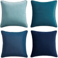 MONDAY MOOSE Decorative Throw Pillow Covers Cushion Cases, Set of 4 Soft Velvet Modern Double-Sided Designs, Mix and Match for Home Decor, Pillow Inserts Not Included (18x18 inch, Blue/Light Blue) by MondayMoose