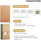 KINGSTONE 14 x 120 Inches Frayed Edge Table Runner, 270G Heavyweight Sand Washed Slub Texture Cotton Linen for Modern Farmhouse, Rustic Home Decorations Dining Room Wedding Boho Decor, Moss Green - Image 2
